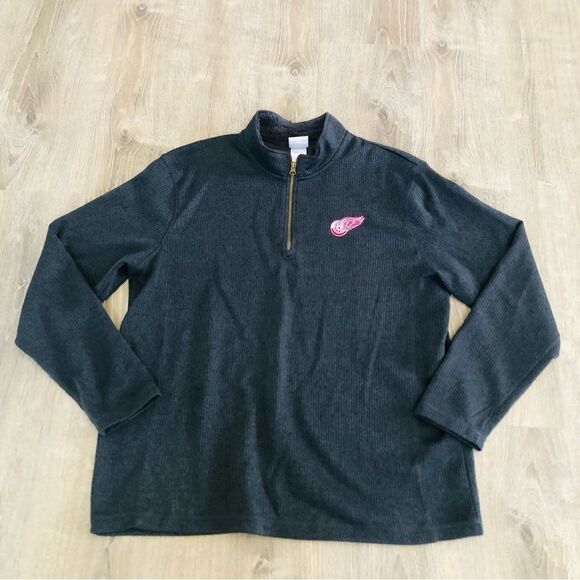 Detroit Red Wings NHL Hockey 1/4 Zip Long Sleeve Gray Thermal Sweater Mens XL - Picture 1 of 10
